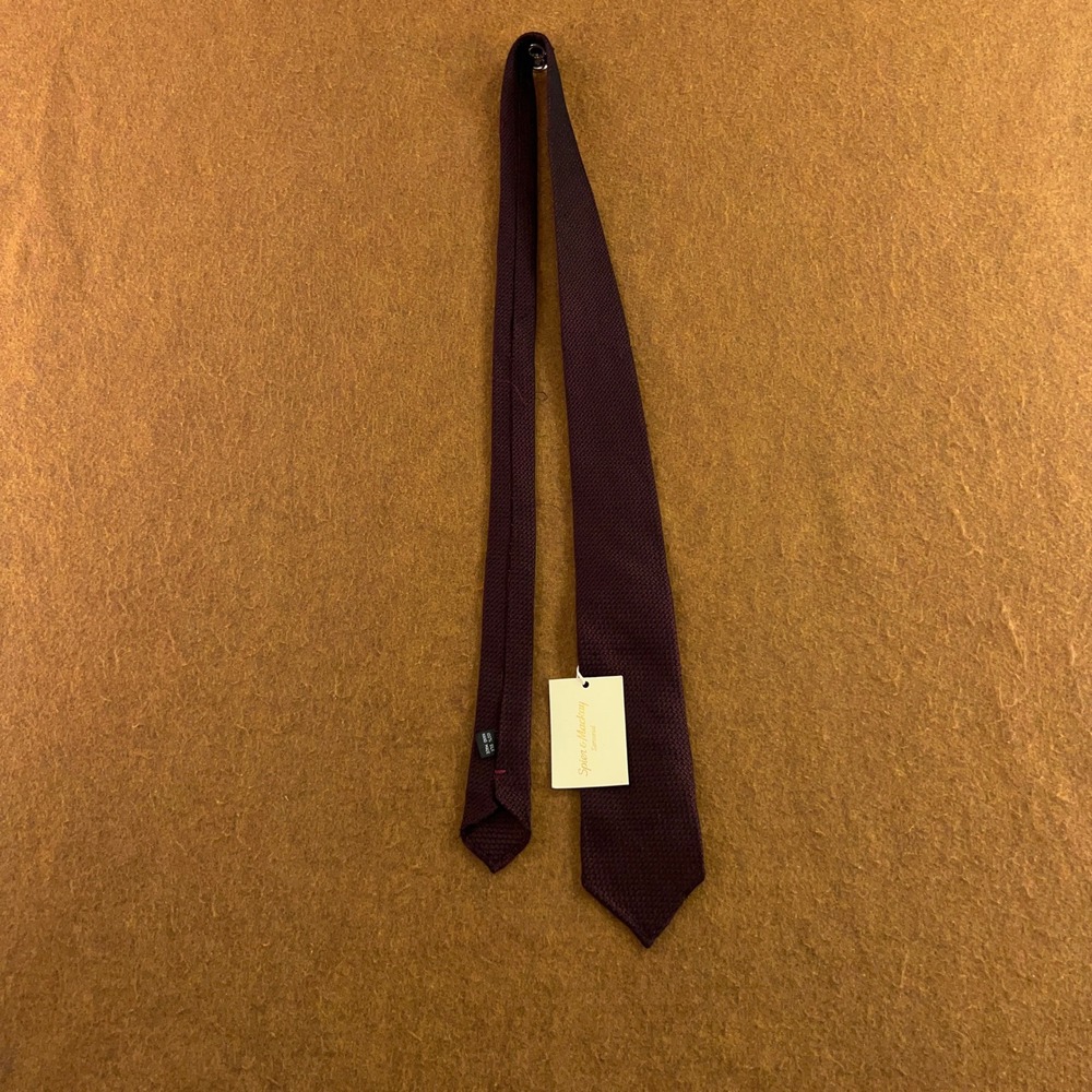 Spier & Mackay Mens OS Burgundy Grenadine Silk Hand Made Necktie NWT